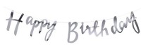 Ghirlanda di compleanno con scritte a mano in argento 1,5 m