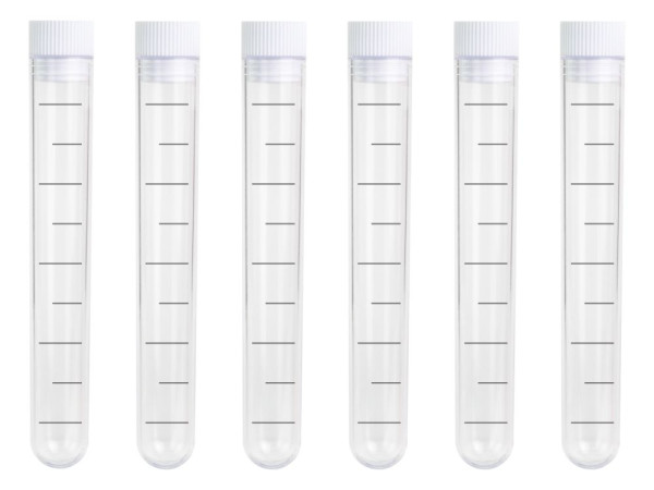 6 mini-shot test tubes for filling 13ml