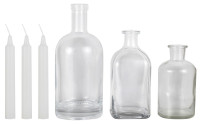Vorschau: 3 Glasflaschen Kerzenständer