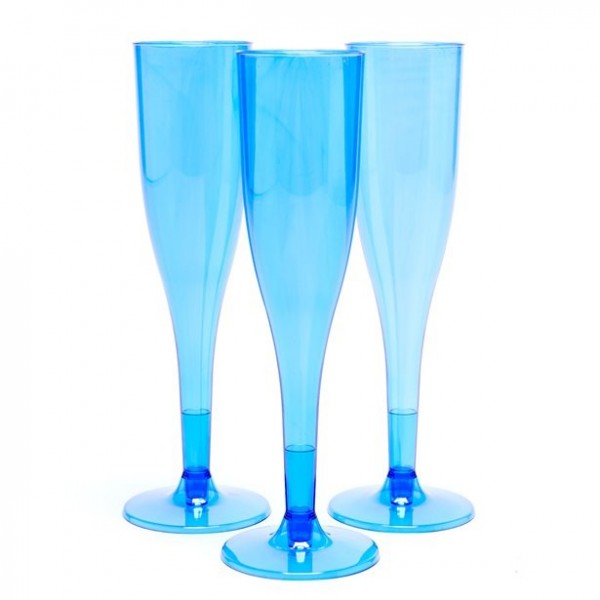 3 bicchieri da champagne in plastica blu royal da 162 ml