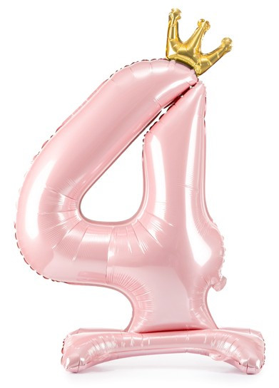 Ljusrosa stående folieballong nummer 4