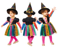 Oversigt: Farverigt asterisk-heksekostume til småbørn