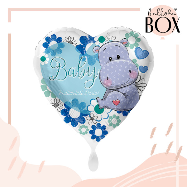 Balloha Geschenkbox DIY Baby Nilpferd Junge XL