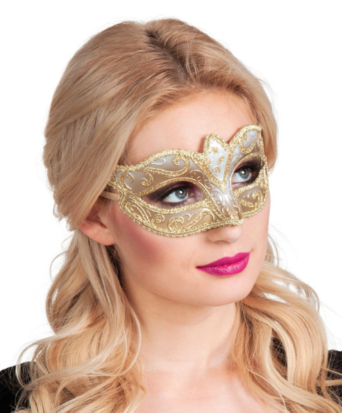 Máscara veneciana ornamentada oro