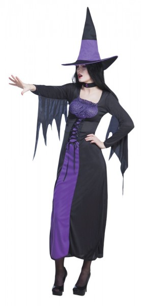 Halloween Kostüm Hexe Zerfetzte Ärmel Schwarz Lila