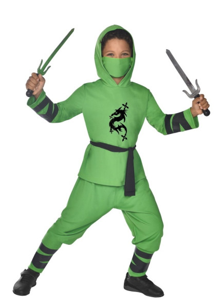 Ninja børnekostume grøn 3