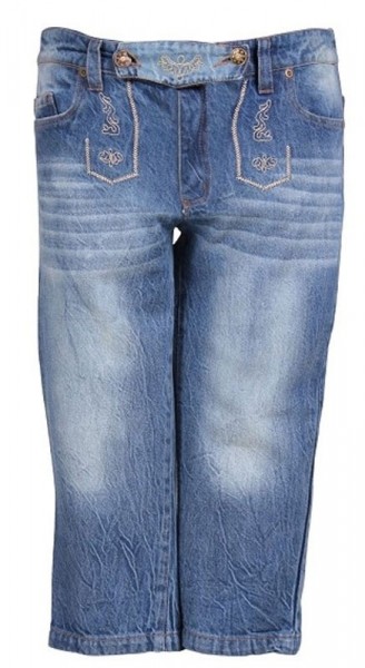 Niebieskie spodnie jeansowe do kolan