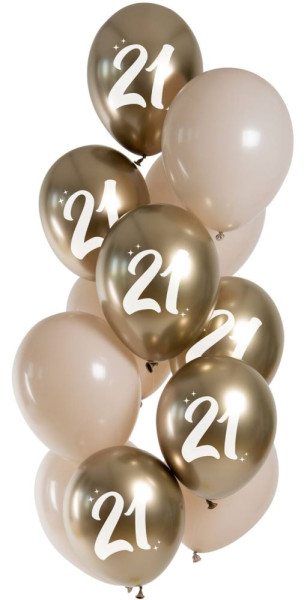 12 Gouden 21e ballon mix 33cm