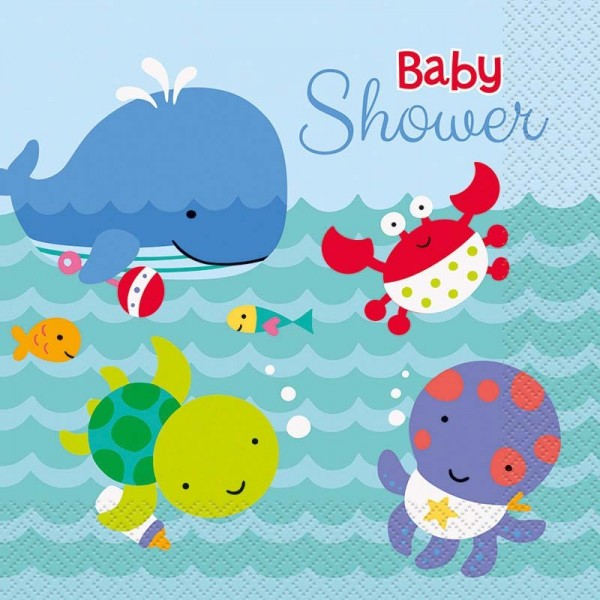 20 Sea Friends Party Servetten Baby Shower 33 cm