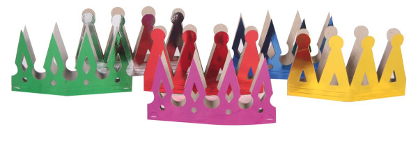 6 paper crowns children's birthday party colorful