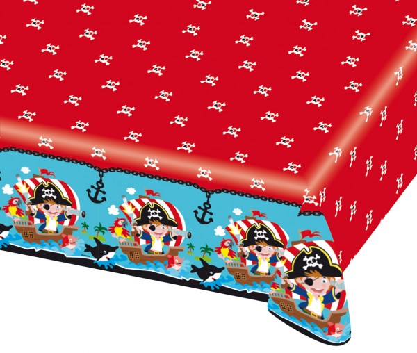 Little pirate Tommy on a treasure hunt tablecloth red 120x180cm