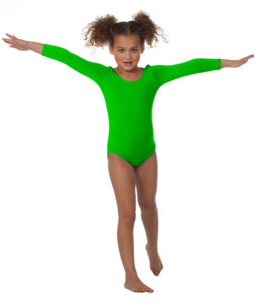 Body per bambini a manica lunga verde neon Kaya