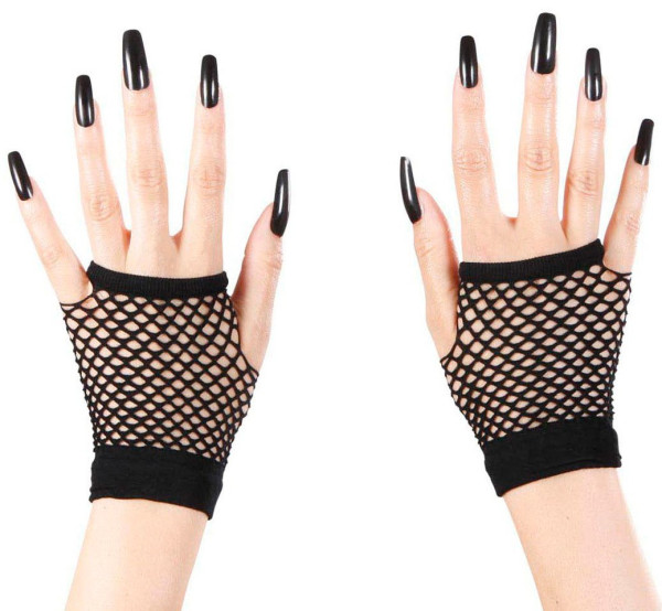 Czarne siatkowe rękawiczki bez palców