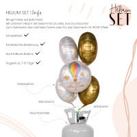 Vorschau: Zur Geburt Heißluftballon Ballonbouquet-Set mit Heliumbehälter