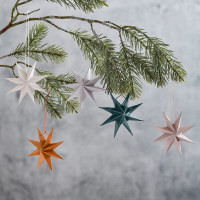Preview: 5 Bohemian Christmas Eco paper stars 9cm