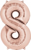 Palloncino Foil numero 8 in oro rosa XL 83 cm