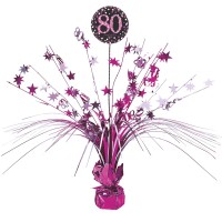 Pink 80th Birthday table fountain 46cm