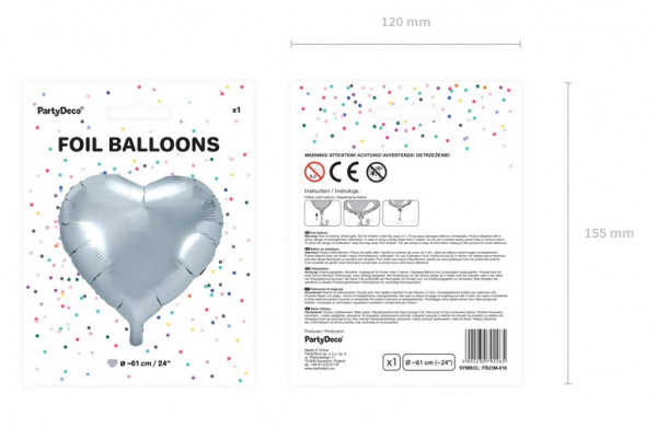 Herz Folienballon Silber 61cm 5