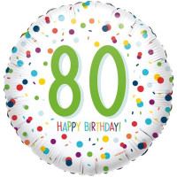 80ste verjaardag confetti folieballon 46cm