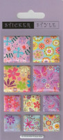 Stickers carrés fleur duveteux