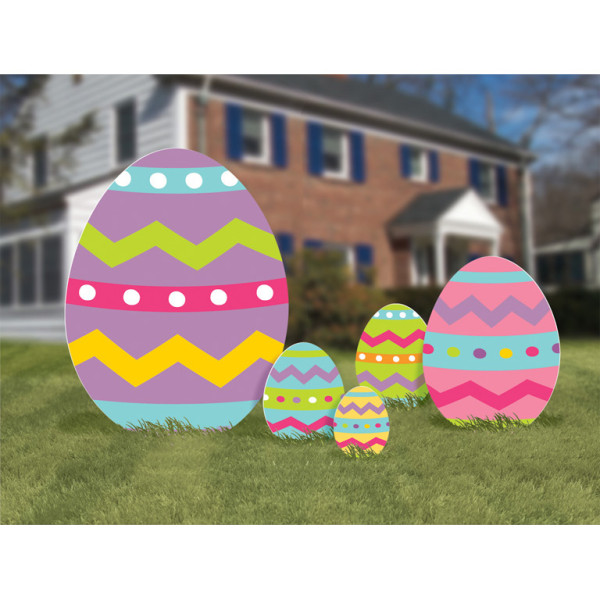 5 colorful Easter eggs lawn displays