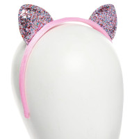 Widok: Opaska Glamour z kocimi uszami w kolorze różowym