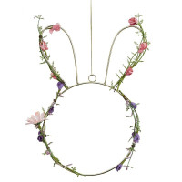 Aperçu: Suspension lapin de Pâques et fleurs 32cm