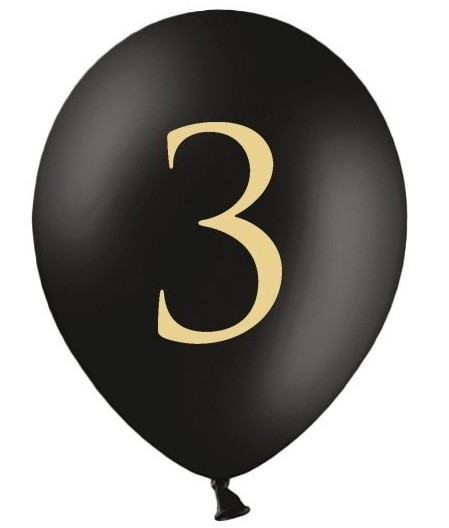 50 schwarze Ballons goldene Zahl 3