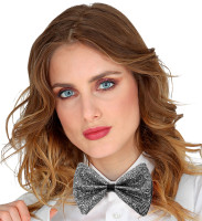 Preview: Glamor glitter bow tie in silver