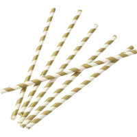 Preview: 30 golden stripes straws 20cm