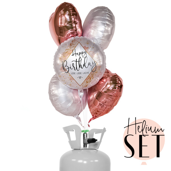 Birthday Smooth Watercolor Ballonbouquet-Set mit Heliumbehälter