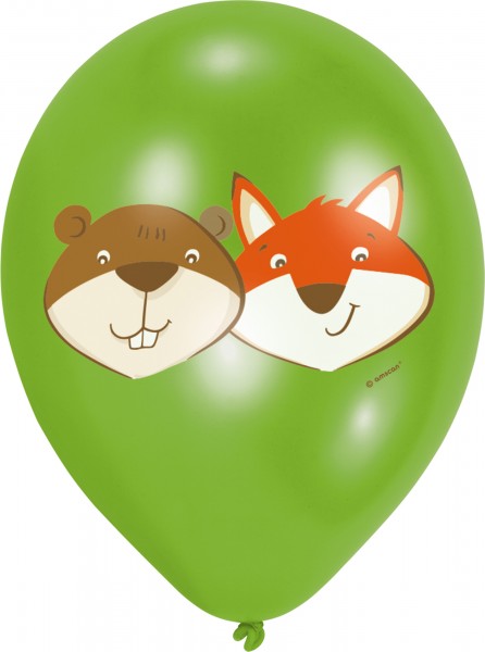 6 balloons fox & beaver 28cm