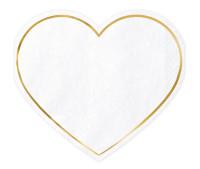 20 Herz Servietten Goldkante 14.5x12.5cm