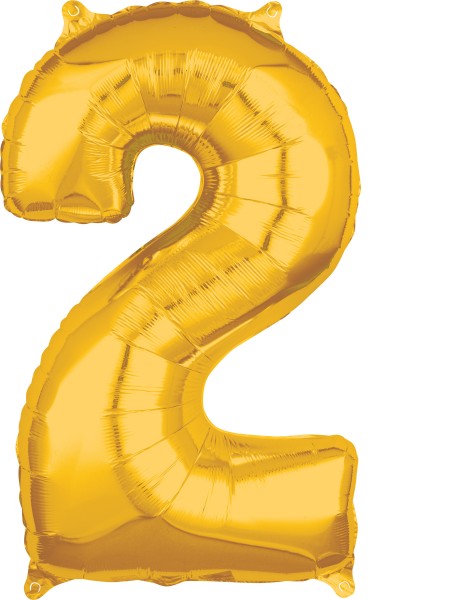 Cijfers folieballon 2 goud 66cm