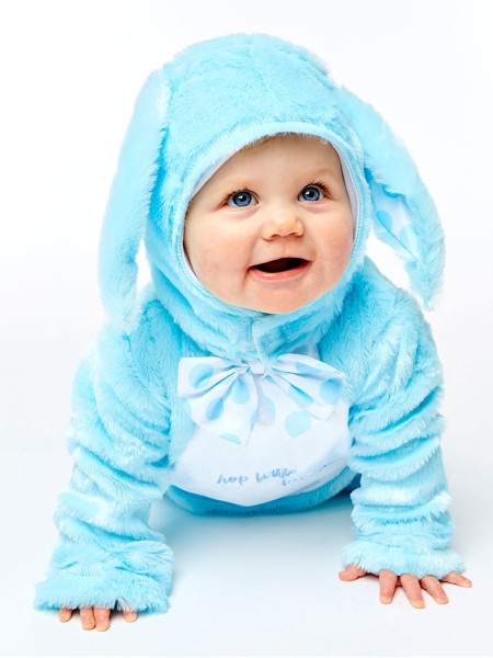 Costume da coniglietto di peluche blu per bebè 3
