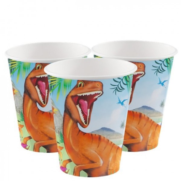 8 Dino Adventure paper cups 255ml