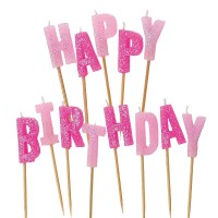 Voorvertoning: Glinsterende Happy Birthday Cake Candle Pink
