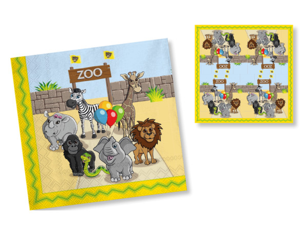 20 party at the zoo napkins 33cm
