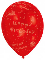 Vorschau: 8 Happy Birthday Luftballons Komplettdruck 25 cm