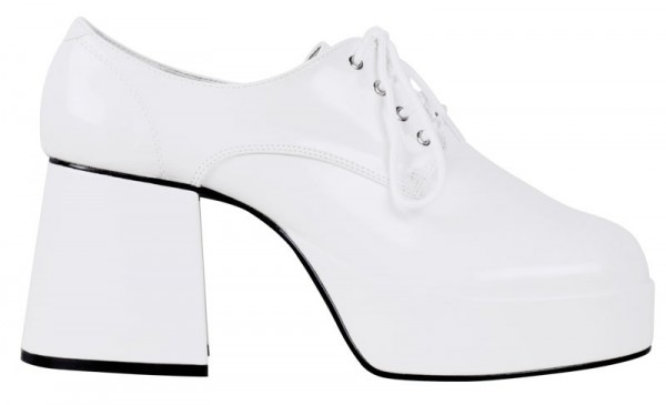 White disco patent leather platform shoes