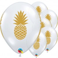 25 golden pineapple latex balloons 28cm