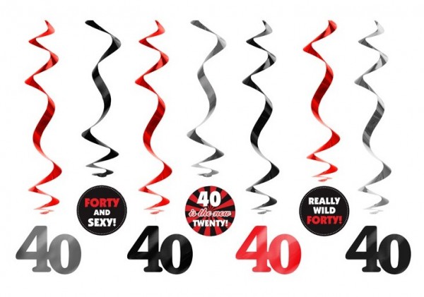 7 Wild 40th Birthday spiral hangers 60cm 2