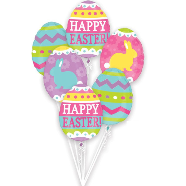 6 Happy Easter Eggs Foil Balloon Set