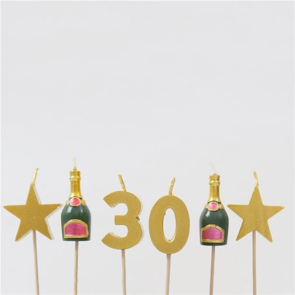 30e verjaardagstaart kaarsenset 6 stuks