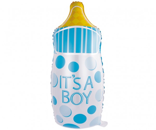 XL baby shower foil balloon bottle blue 80cm