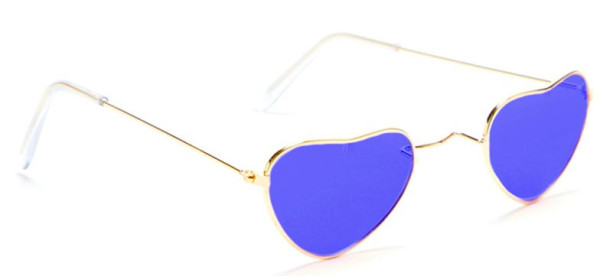 Okulary hipisowskie w kształcie serca niebieskie