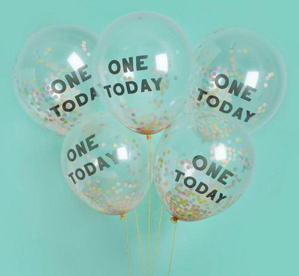 5 One Today Konfetti-Ballons 30cm
