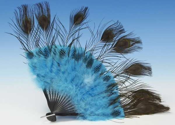 Blauwe pauwenveer fan