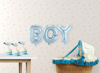 Foil balloon lettering Boy silver blue 39cm