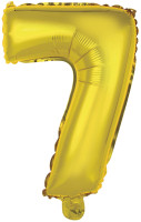 Zahl 7 goldener Folienballon 35cm